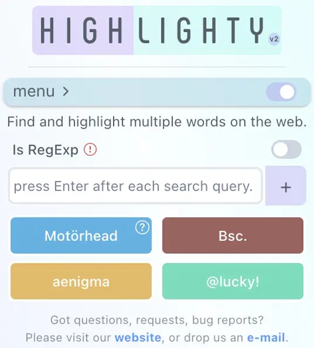 Highlighty user interface